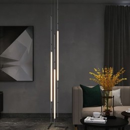 Luminária de Teto Creative Line Bamboo Pendente Preto Dourado