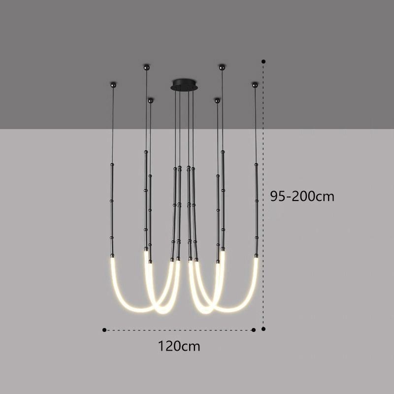 Luminária de Teto Creative Line Bamboo Pendente Preto Dourado