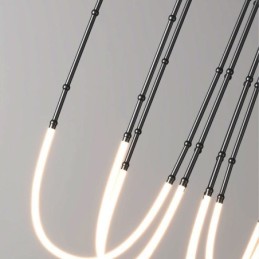 Luminária de Teto Creative Line Bamboo Pendente Preto Dourado