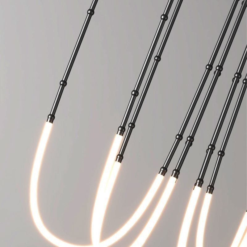 Luminária de Teto Creative Line Bamboo Pendente Preto Dourado