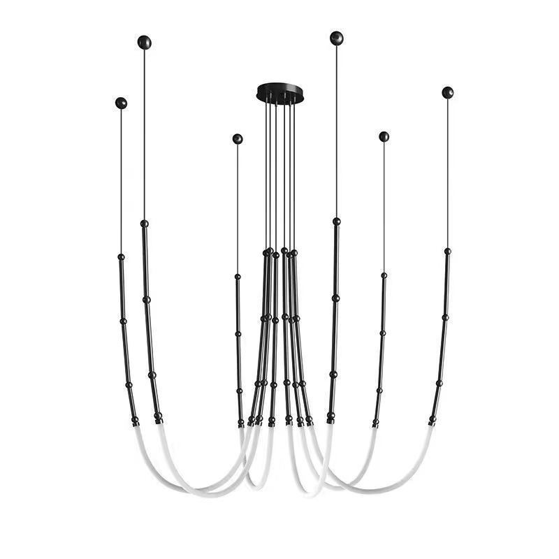 Luminária de Teto Creative Line Bamboo Pendente Preto Dourado