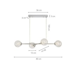 Luminária pendente de vidro, luminária pendente europeia de feijão mágico, 4 luzes