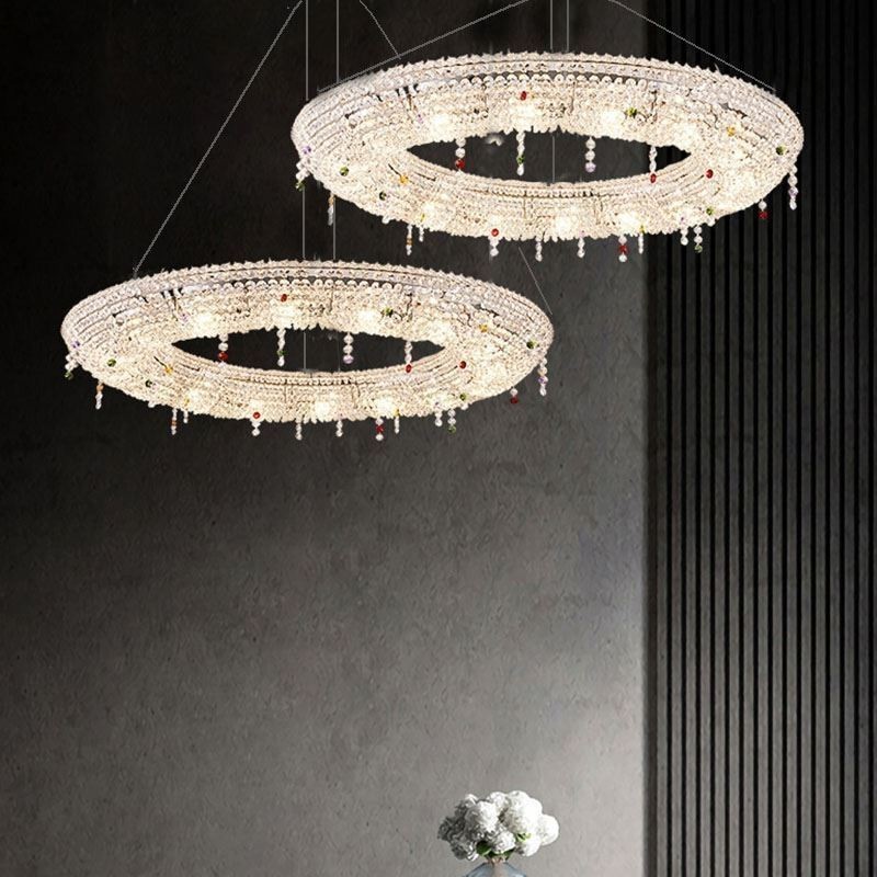 Luminária pendente de cristal moderna Luminária de teto de luxo