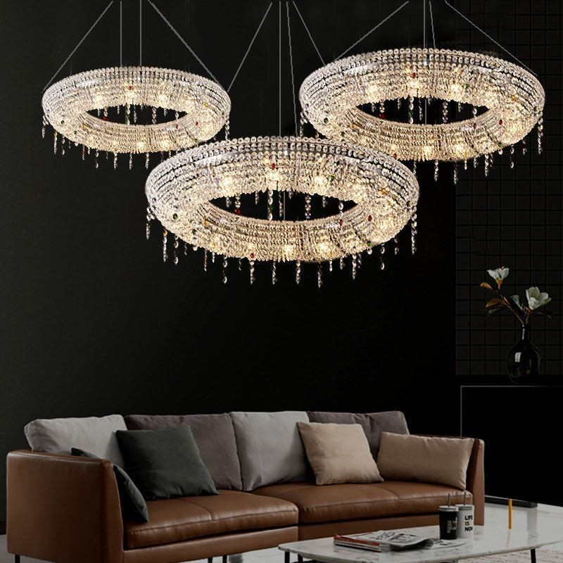 Luminária pendente de cristal moderna Luminária de teto de luxo
