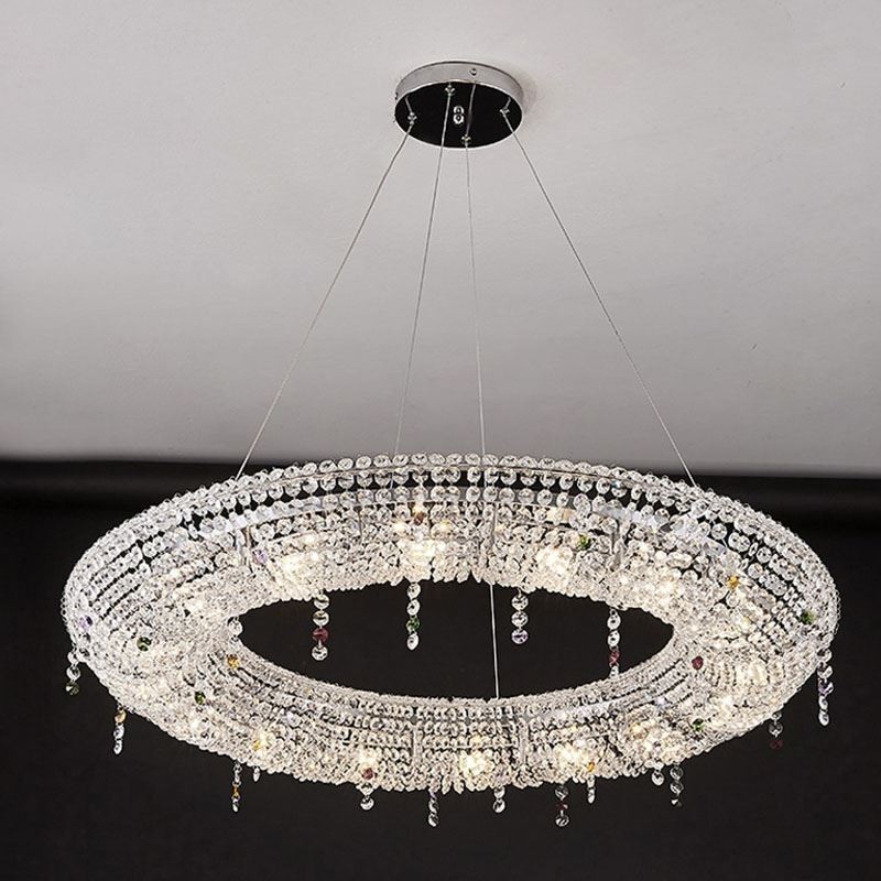 Luminária pendente de cristal moderna Luminária de teto de luxo