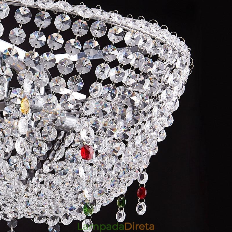Luminária pendente de cristal moderna e luxuosa, luminária de teto oval
