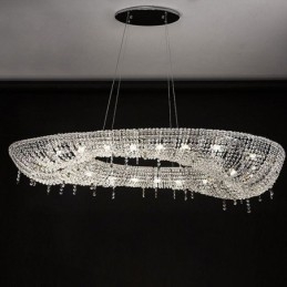 Luminária pendente de cristal moderna e luxuosa, luminária de teto oval
