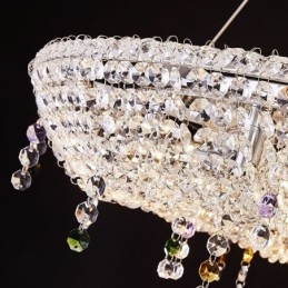 Luminária pendente de cristal moderna e luxuosa, luminária de teto oval