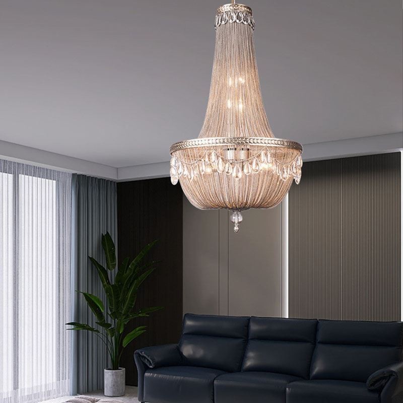 Pendente de borla retrô americano duplex alumínio corrente luz de teto