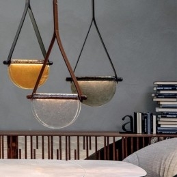 Luminária pendente moderna minimalista com cinto de vidro para teto