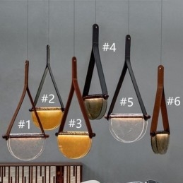 Luminária pendente moderna minimalista com cinto de vidro para teto