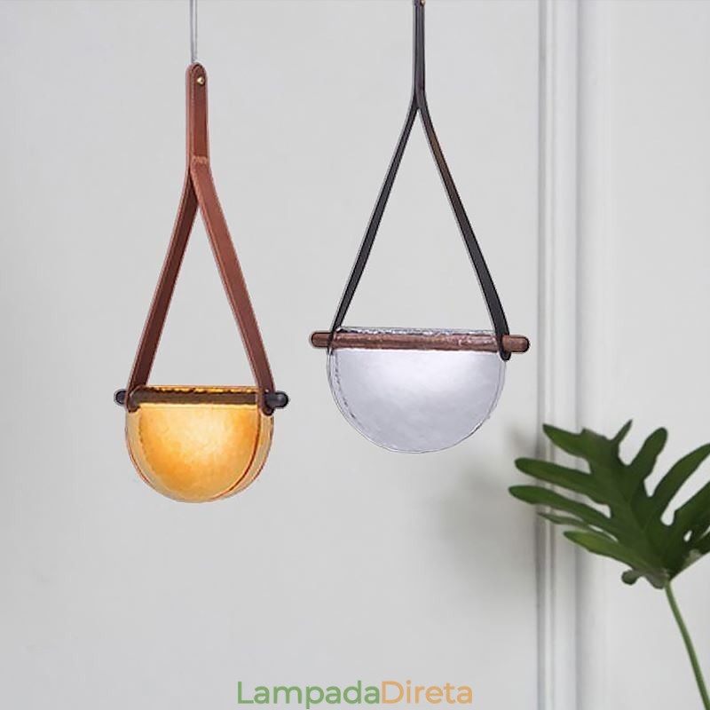 Luminária pendente moderna minimalista com cinto de vidro para teto