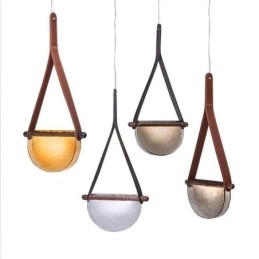Luminária pendente moderna minimalista com cinto de vidro para teto