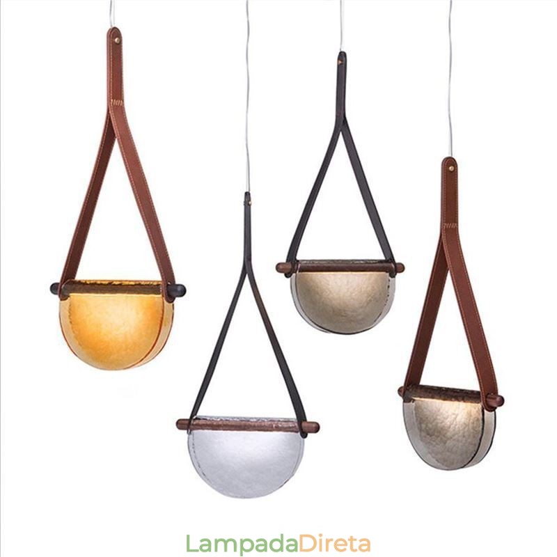 Luminária pendente moderna minimalista com cinto de vidro para teto