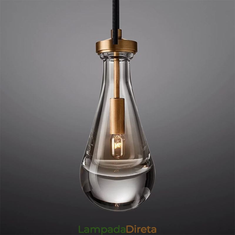 Pendente de gota de água moderno e minimalista em cobre com arte de teto