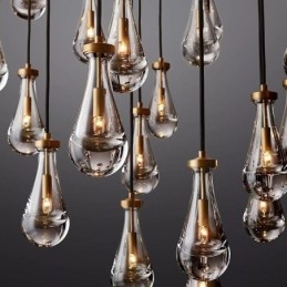 Pendente de gota de água moderno e minimalista em cobre com arte de teto