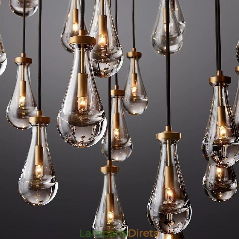 Pendente de gota de água moderno e minimalista em cobre com arte de teto