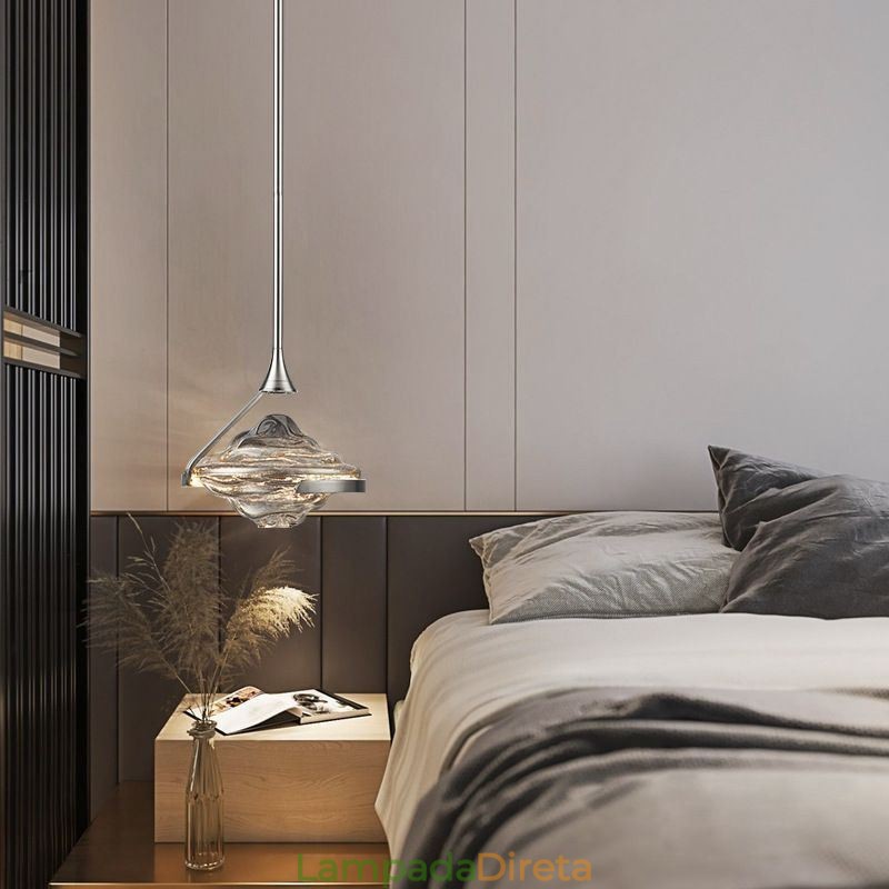 Luminária pendente moderna minimalista em ferro forjado com vidro lava, luminária de teto