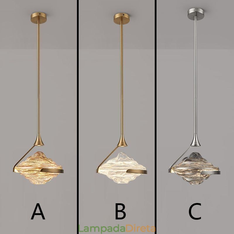 Luminária pendente moderna minimalista em ferro forjado com vidro lava, luminária de teto