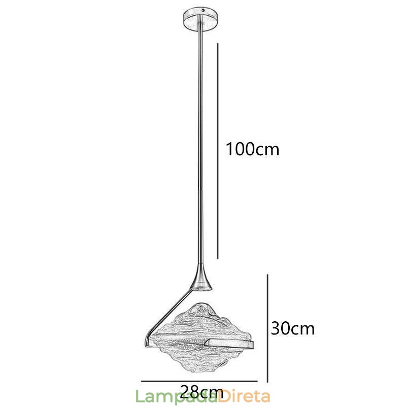 Luminária pendente moderna minimalista em ferro forjado com vidro lava, luminária de teto