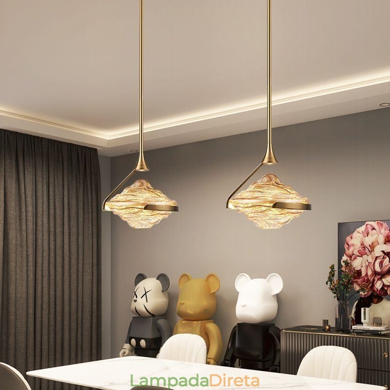 Luminária pendente moderna minimalista em ferro forjado com vidro lava, luminária de teto