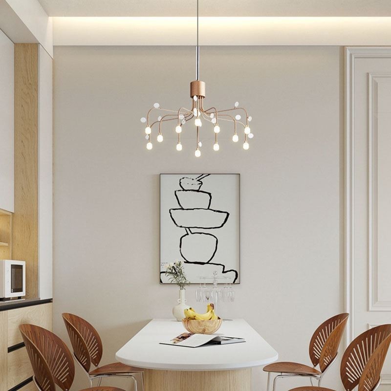 Luminária pendente nórdica criativa natural branca, 14 luzes