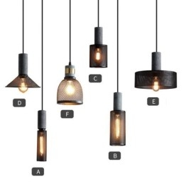 Luminária pendente preta em grade de cimento, luminária de teto retrô country