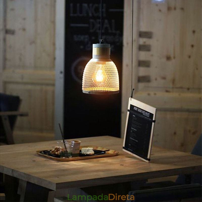 Luminária pendente preta em grade de cimento, luminária de teto retrô country