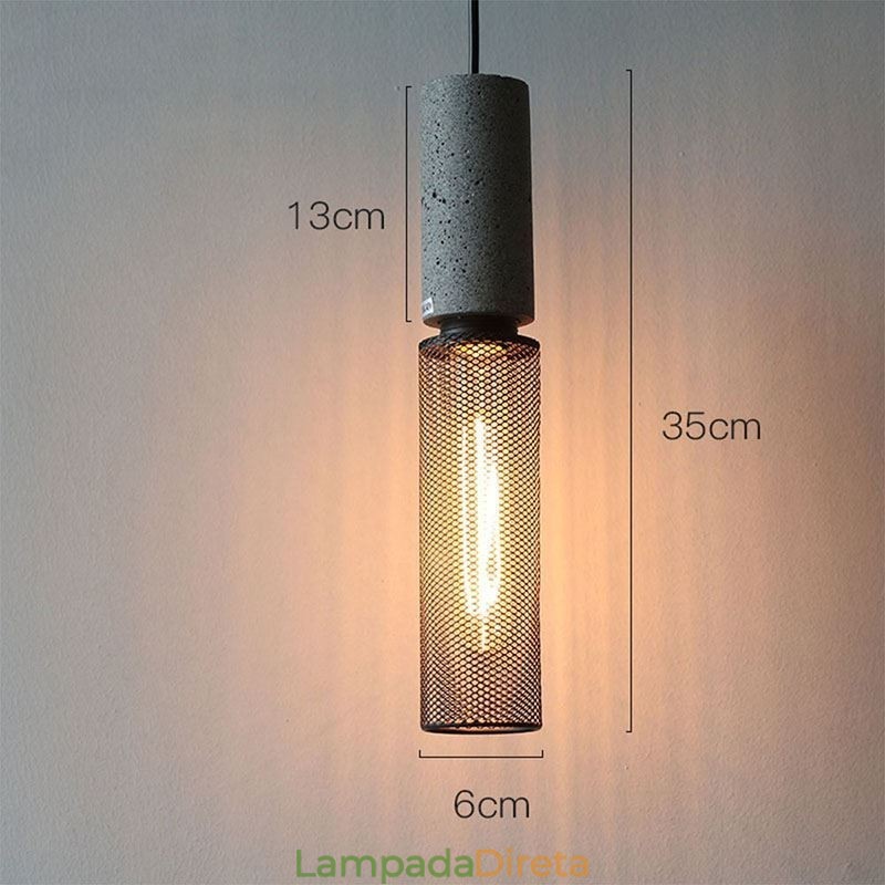 Luminária pendente preta em grade de cimento, luminária de teto retrô country