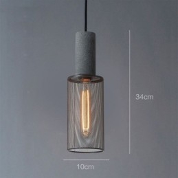 Luminária pendente preta em grade de cimento, luminária de teto retrô country