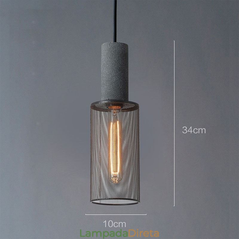 Luminária pendente preta em grade de cimento, luminária de teto retrô country
