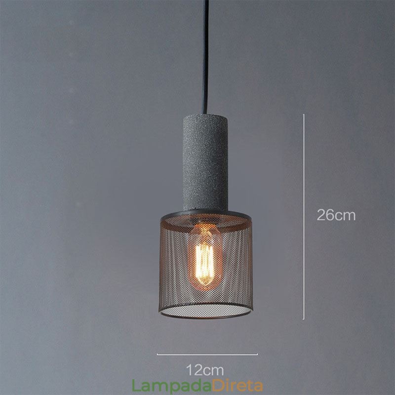 Luminária pendente preta em grade de cimento, luminária de teto retrô country