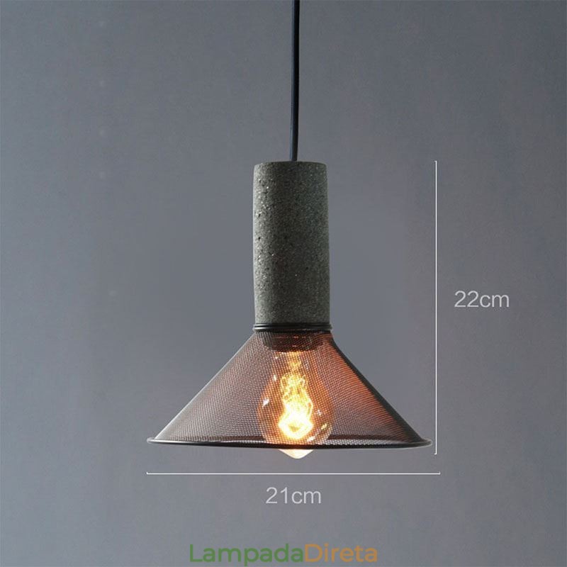 Luminária pendente preta em grade de cimento, luminária de teto retrô country