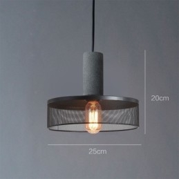 Luminária pendente preta em grade de cimento, luminária de teto retrô country