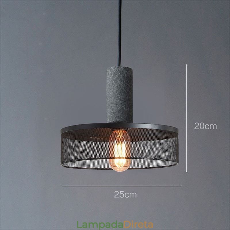 Luminária pendente preta em grade de cimento, luminária de teto retrô country