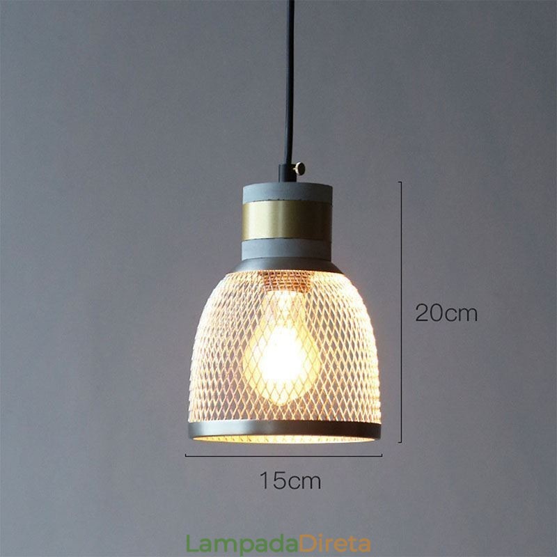 Luminária pendente preta em grade de cimento, luminária de teto retrô country