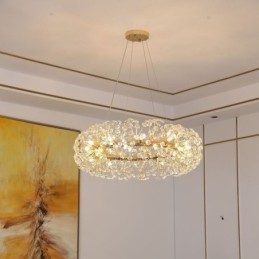 Luminária pendente moderna minimalista em ferro forjado circular com flor de sol