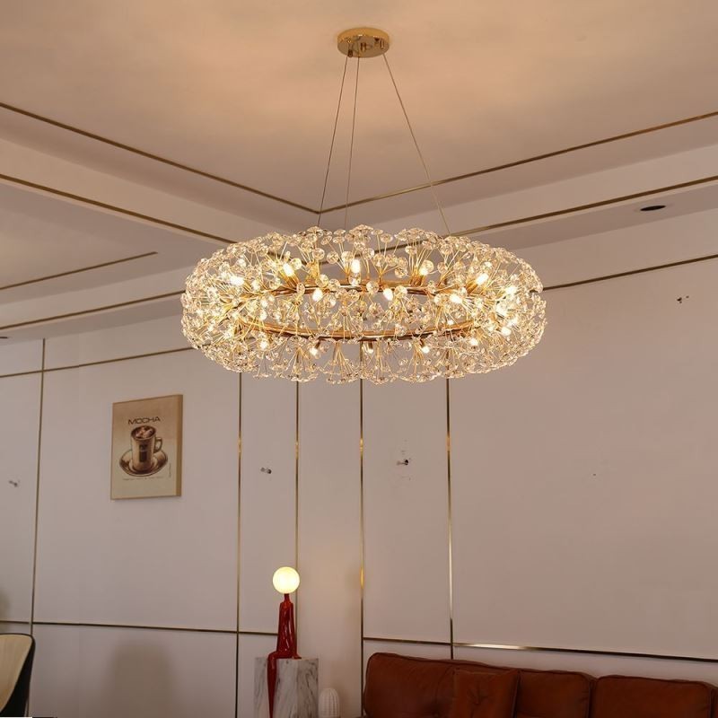Luminária pendente moderna minimalista em ferro forjado circular com flor de sol