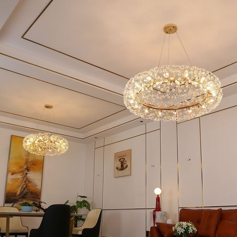 Luminária pendente moderna minimalista em ferro forjado circular com flor de sol