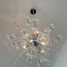 Luminária pendente moderna, minimalista, de teto em vidro bolha