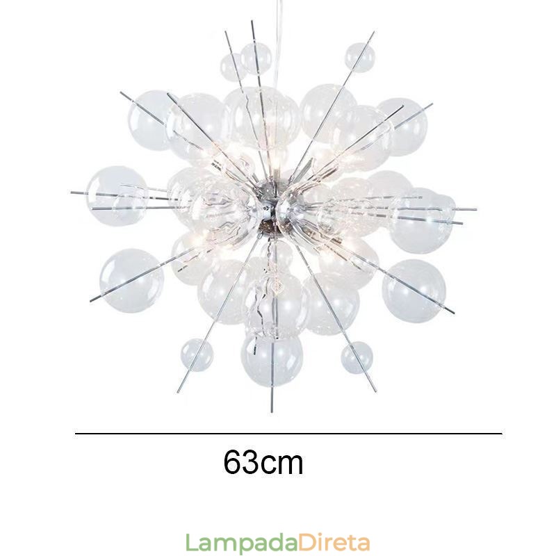 Luminária pendente moderna, minimalista, de teto em vidro bolha