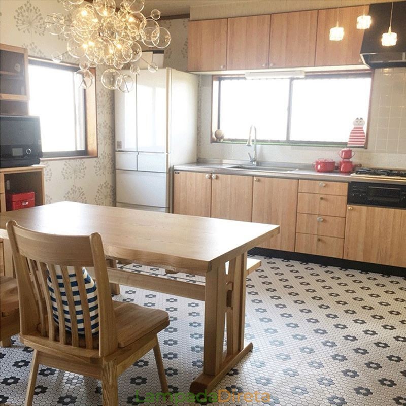 Luminária pendente moderna, minimalista, de teto em vidro bolha