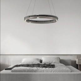 Pendente circular 60 80 cm Luz de teto de vidro com regulagem contínua e controle remoto