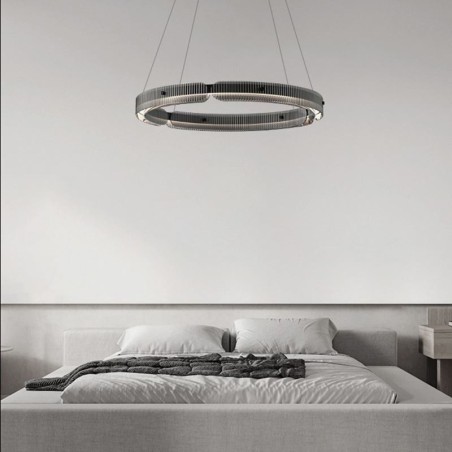 Pendente circular 60 80 cm Luz de teto de vidro com regulagem contínua e controle remoto Pendente circular 60 80 cm Luz de teto de vidro com regulagem contínua e controle remoto