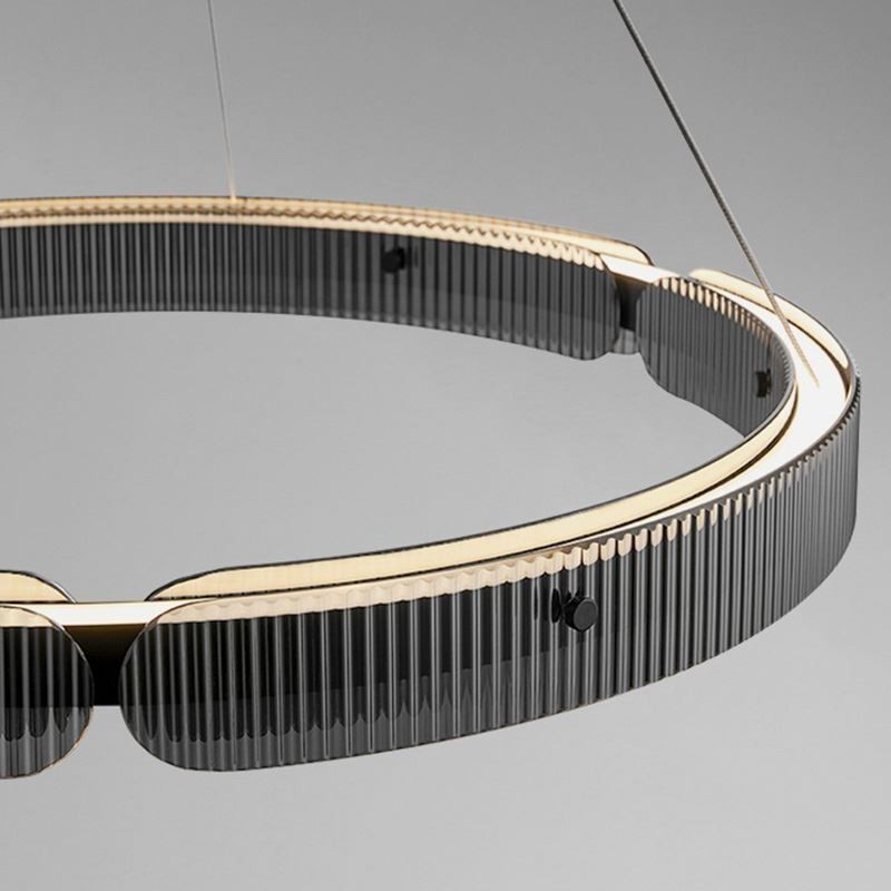Pendente circular 60 80 cm Luz de teto de vidro com regulagem contínua e controle remoto