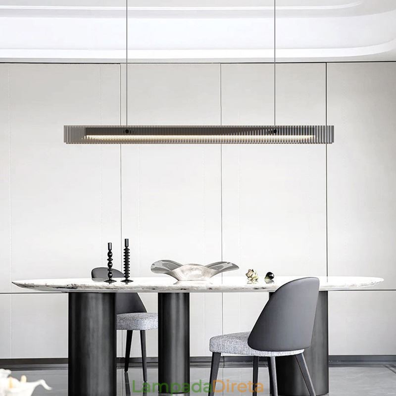 Luminária pendente 100 cm de vidro, luz de teto, regulável, com controle remoto