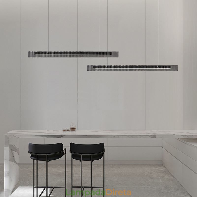 Luminária pendente 100 cm de vidro, luz de teto, regulável, com controle remoto