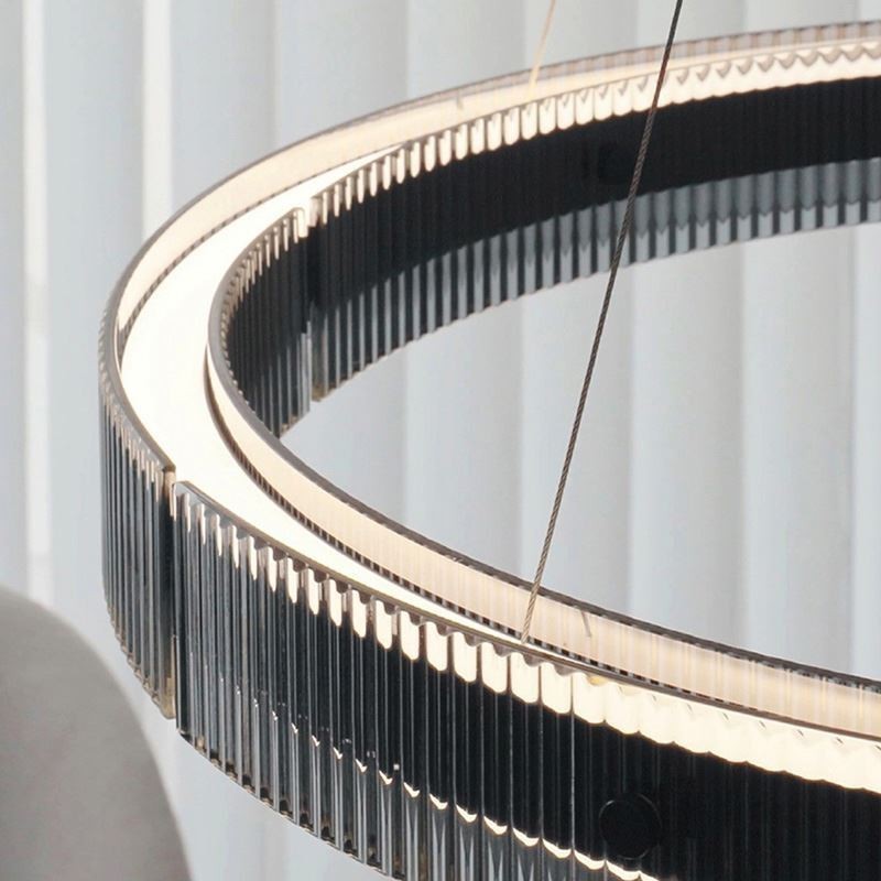 Luminária pendente de vidro 60 80 cm, luz de teto circular, regulável e com controle remoto
