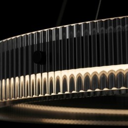 Luminária pendente de vidro 60 80 cm, luz de teto circular, regulável e com controle remoto