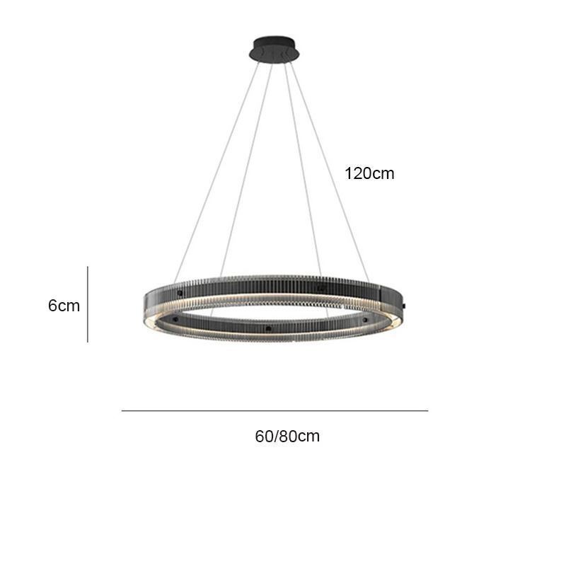 Luminária pendente de vidro 60 80 cm, luz de teto circular, regulável e com controle remoto